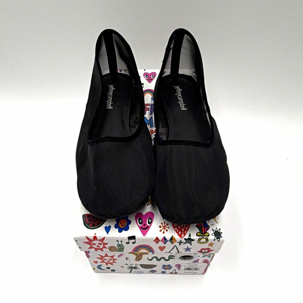 Jeffrey Campbell Black Sheer Mesh Slip-On Ballet Flats Shoes Size 9 NIB